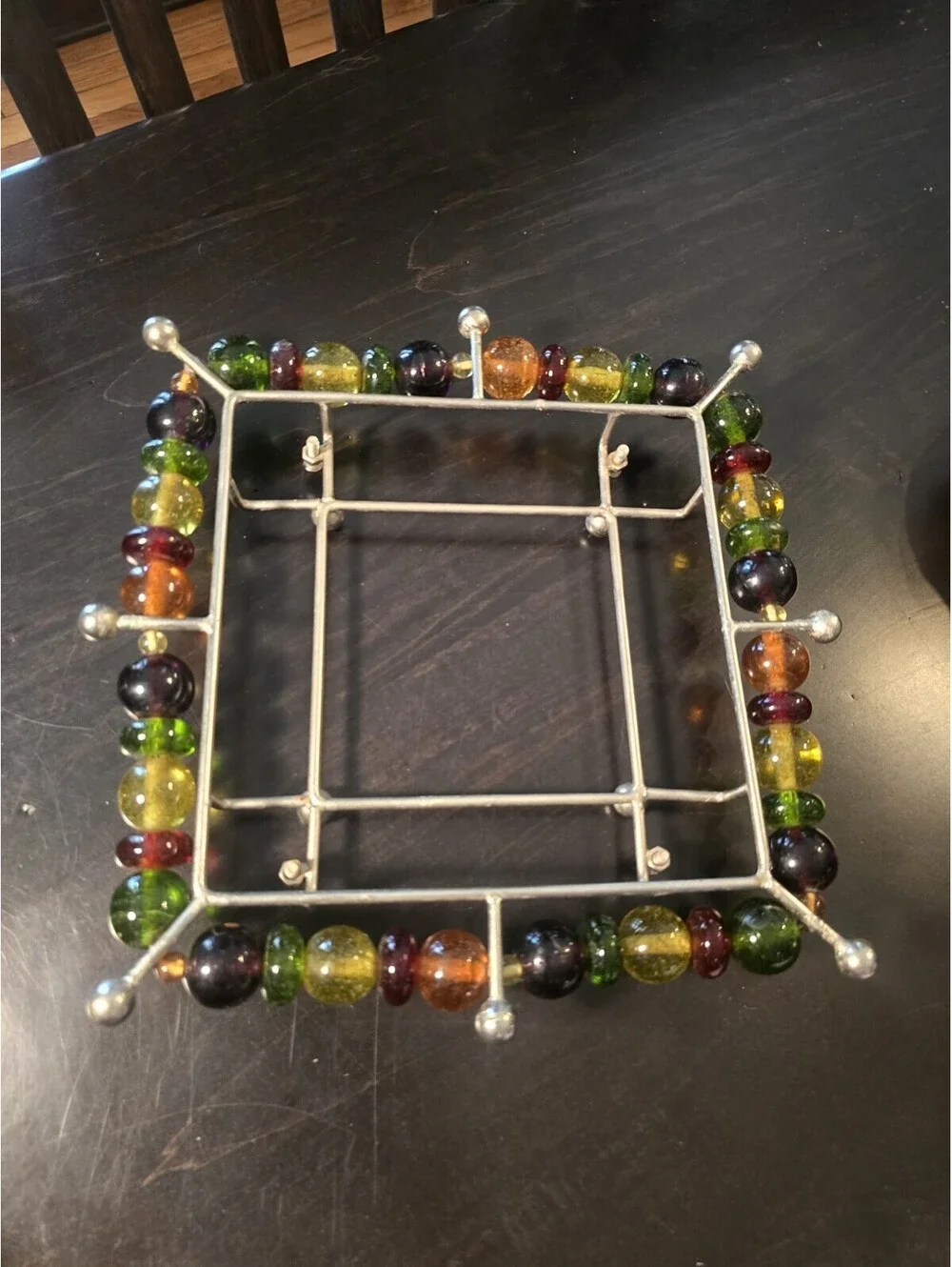 Vintage Tile W/Glass Beads Trivet Hot Plate Wall MCM Retro Kitchen Decor Hot Pad
